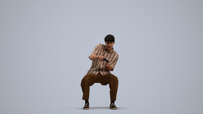 3D human model man casual sitting, photogrammetry scanned person for archviz, standing pose render
