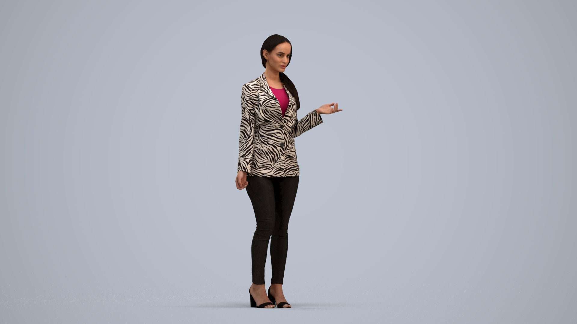 3D people model woman business standing, scanned human for 3ds Max rendering, standing pose render