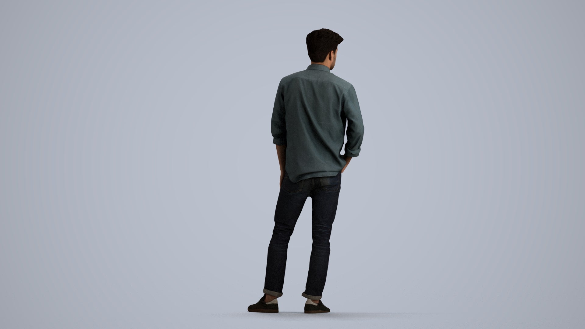 photogrammetry 3D man casual standing, realistic human model archviz FBX, front view render