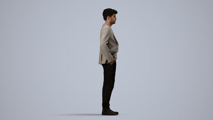 3D scanned man business, photorealistic archviz people for Enscape and SketchUp, side view render