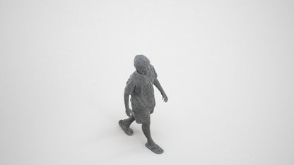 3D scanned boy kids, photorealistic archviz people for Enscape and SketchUp, wireframe three-quarter view