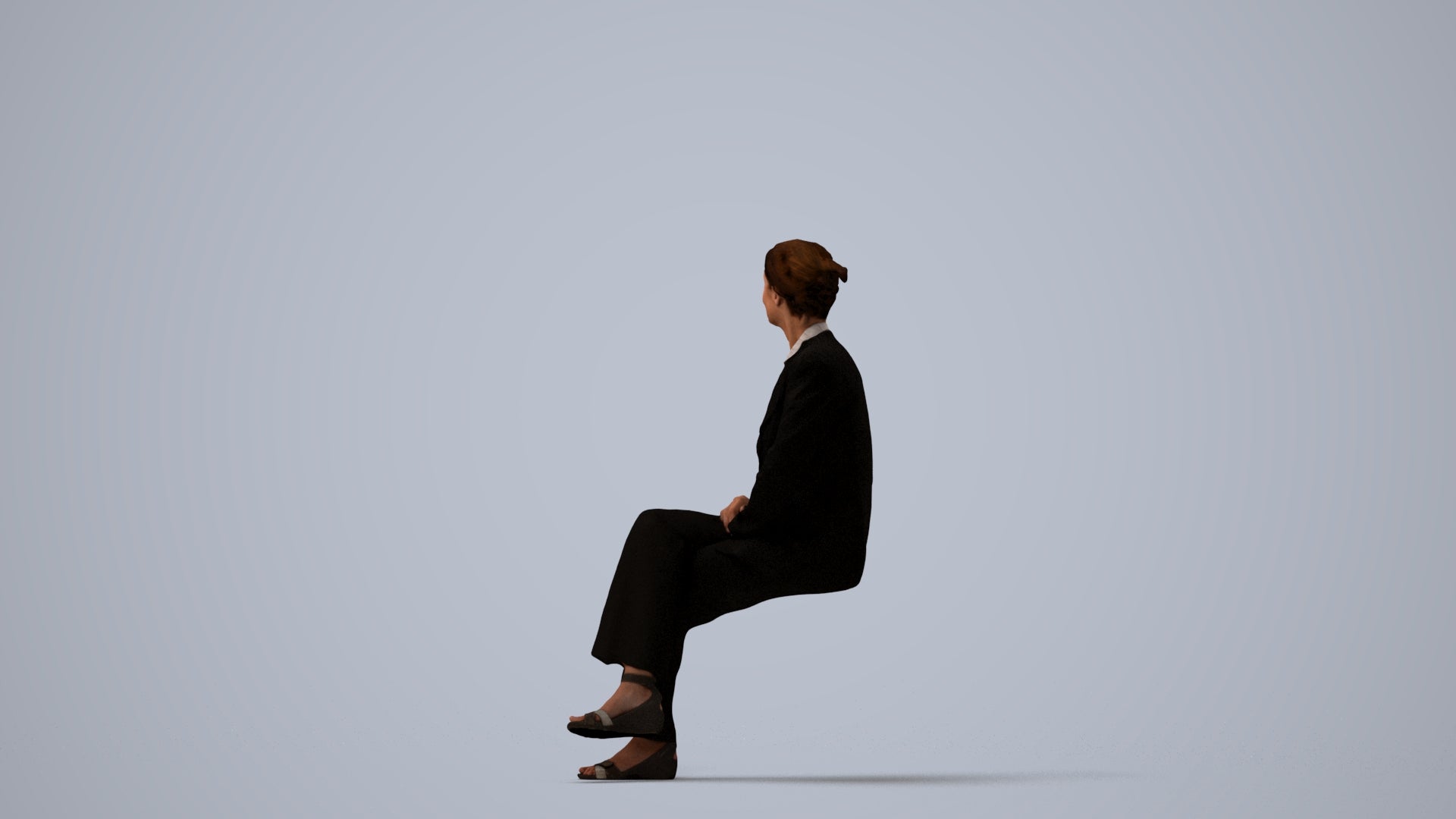 scanned 3D senior woman business, photogrammetry people for Enscape and V-Ray, three-quarter view render