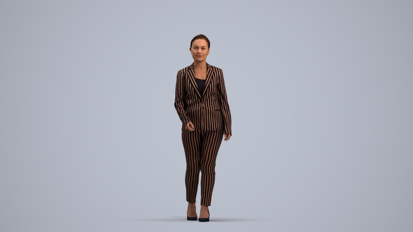 realistic 3D people woman business walking, render-ready for V-Ray and Corona, FBX OBJ, standing pose render
