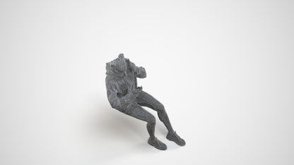 realistic 3D human woman casual sitting, archviz people FBX OBJ for Blender, wireframe three-quarter view