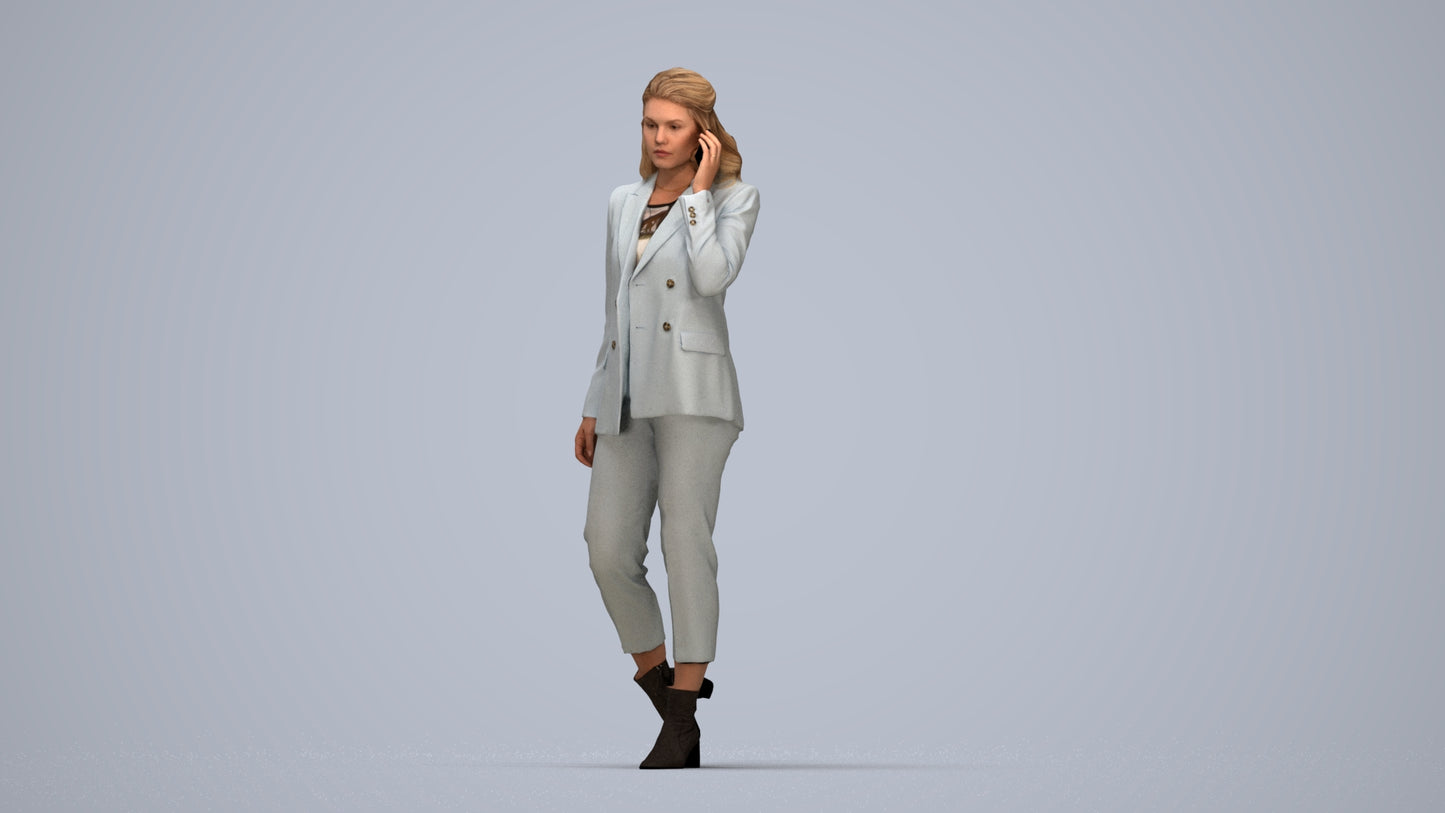 3D scanned woman business, photorealistic archviz people for Enscape and SketchUp, top-down view render