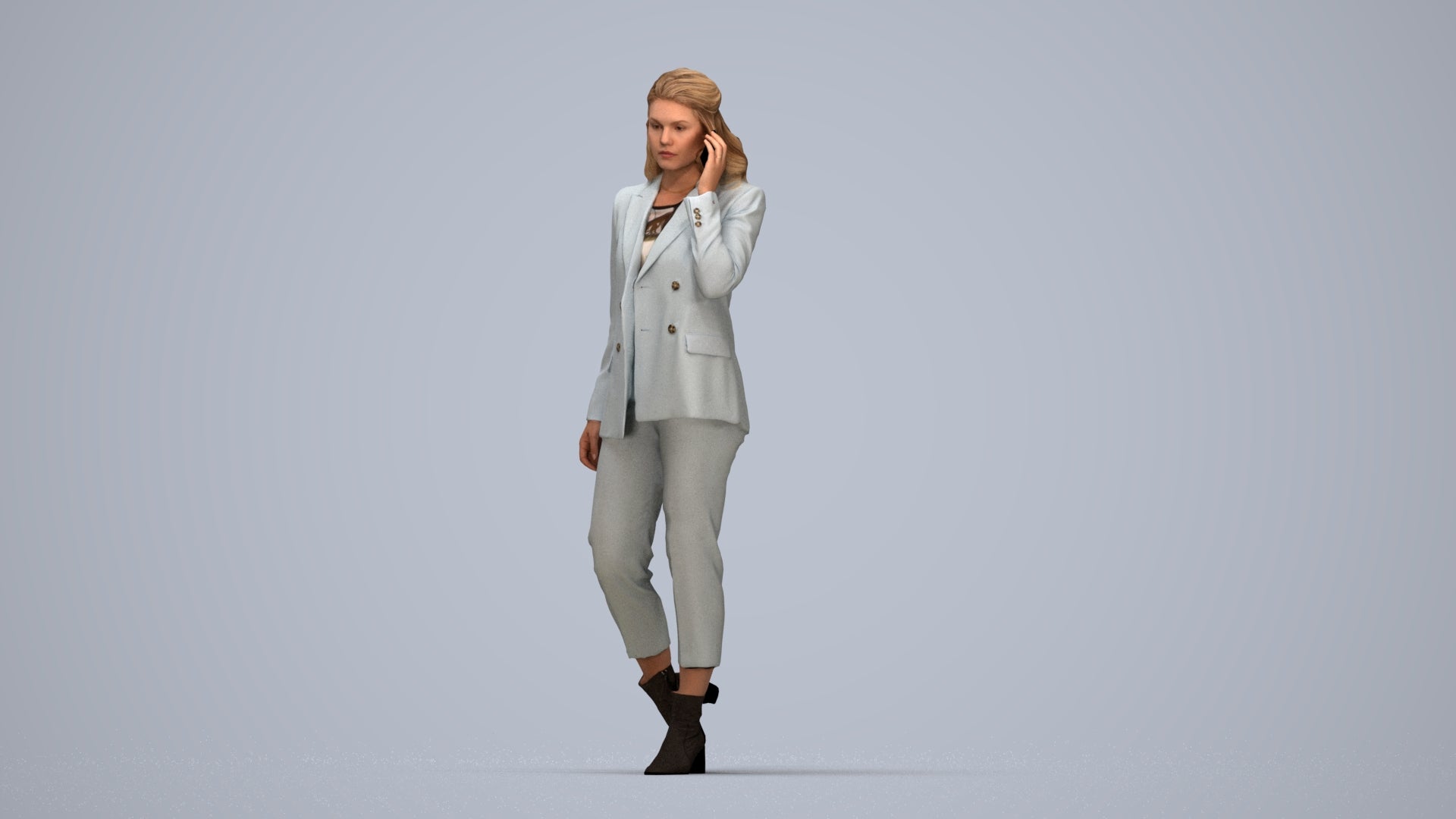 3D scanned woman business, photorealistic archviz people for Enscape and SketchUp, top-down view render