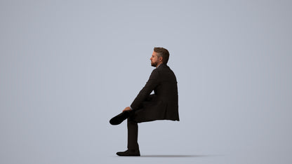 3D scanned man business, photorealistic archviz people for Enscape and SketchUp, three-quarter view render
