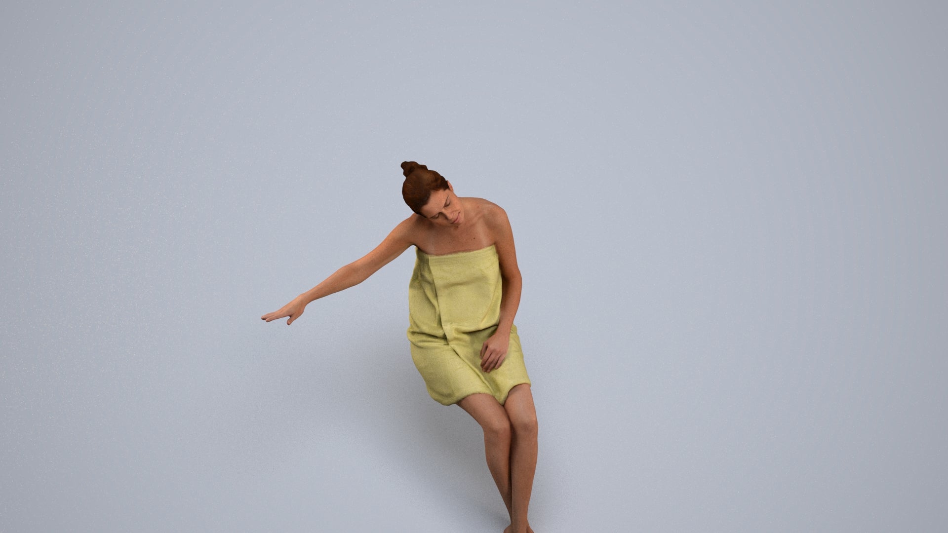 photogrammetry 3D woman casual bathroom, realistic human model archviz FBX, back view render