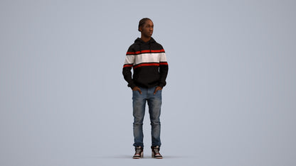 realistic 3D boy casual kids, scanned archviz people for Blender and 3ds Max, standing pose render