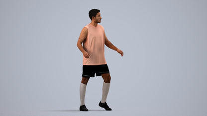 photogrammetry 3D man sport, realistic human model archviz FBX, side view render