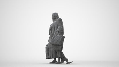 3D human model girl casual shopping, photogrammetry scanned person for archviz, square thumbnail