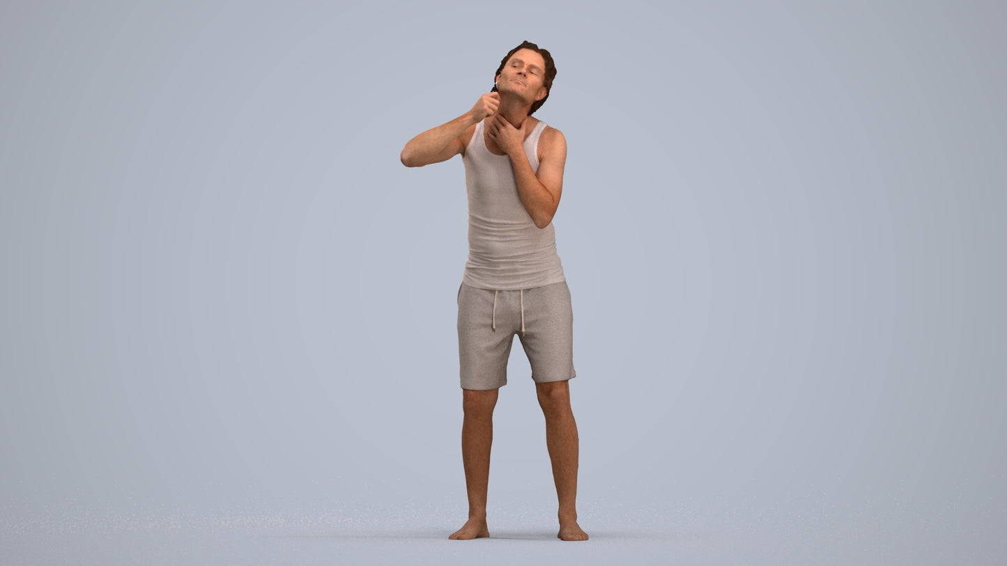 realistic 3D human man bathroom, archviz people FBX OBJ for Blender, standing pose render