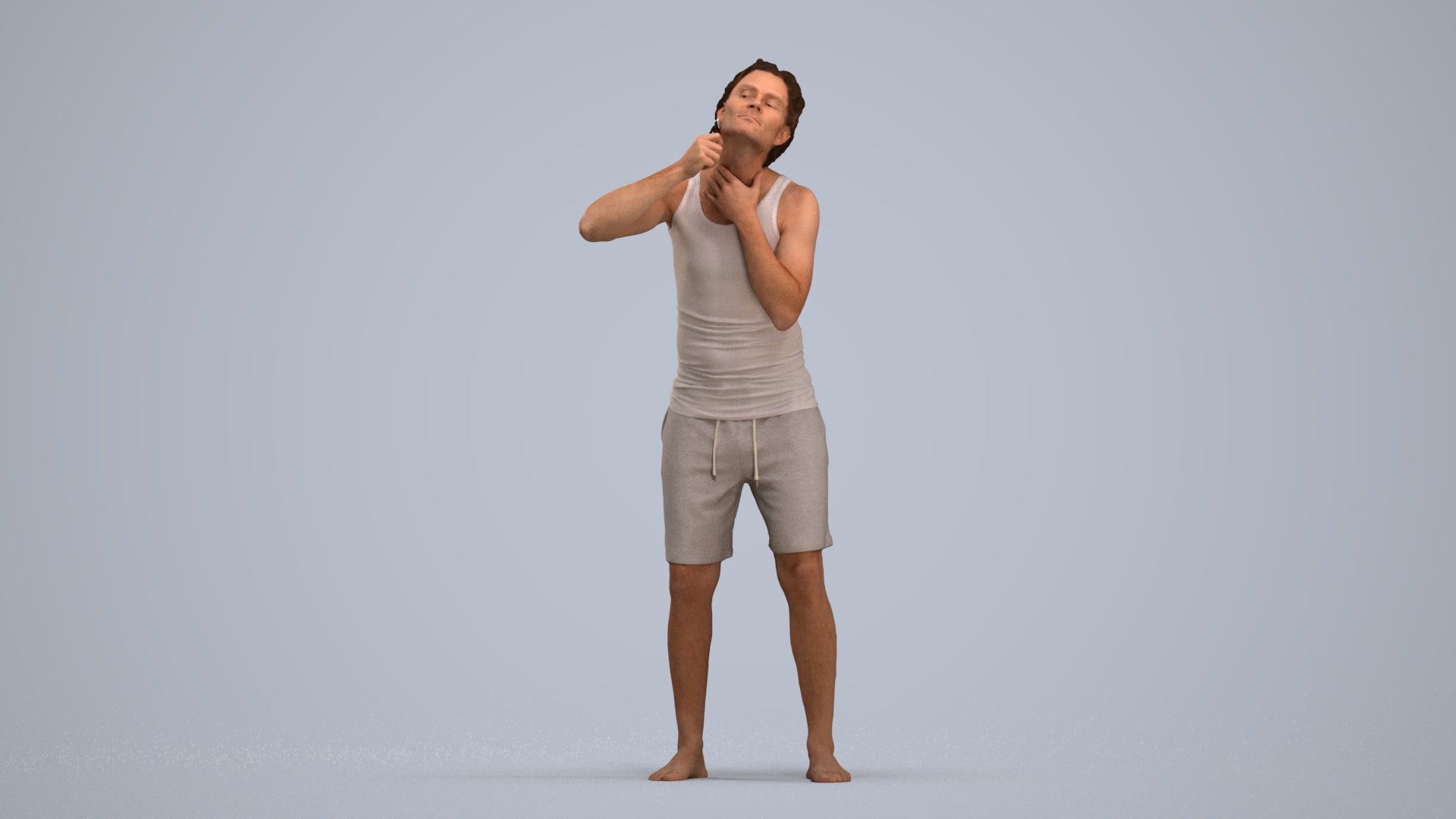 realistic 3D human man bathroom, archviz people FBX OBJ for Blender, standing pose render