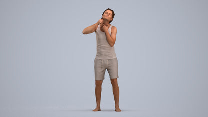 realistic 3D human man bathroom, archviz people FBX OBJ for Blender, standing pose render