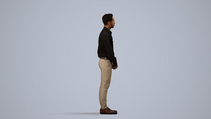 photogrammetry 3D man business standing, realistic human model archviz FBX, side view render