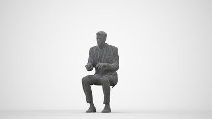 3D scanned man business, photorealistic archviz people for Enscape and SketchUp, wireframe back view