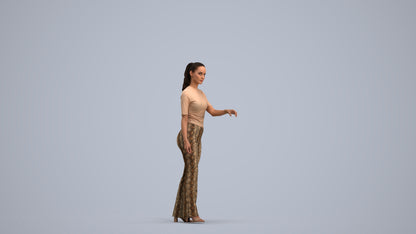 realistic 3D human woman casual door, archviz people FBX OBJ for Blender, standing pose render