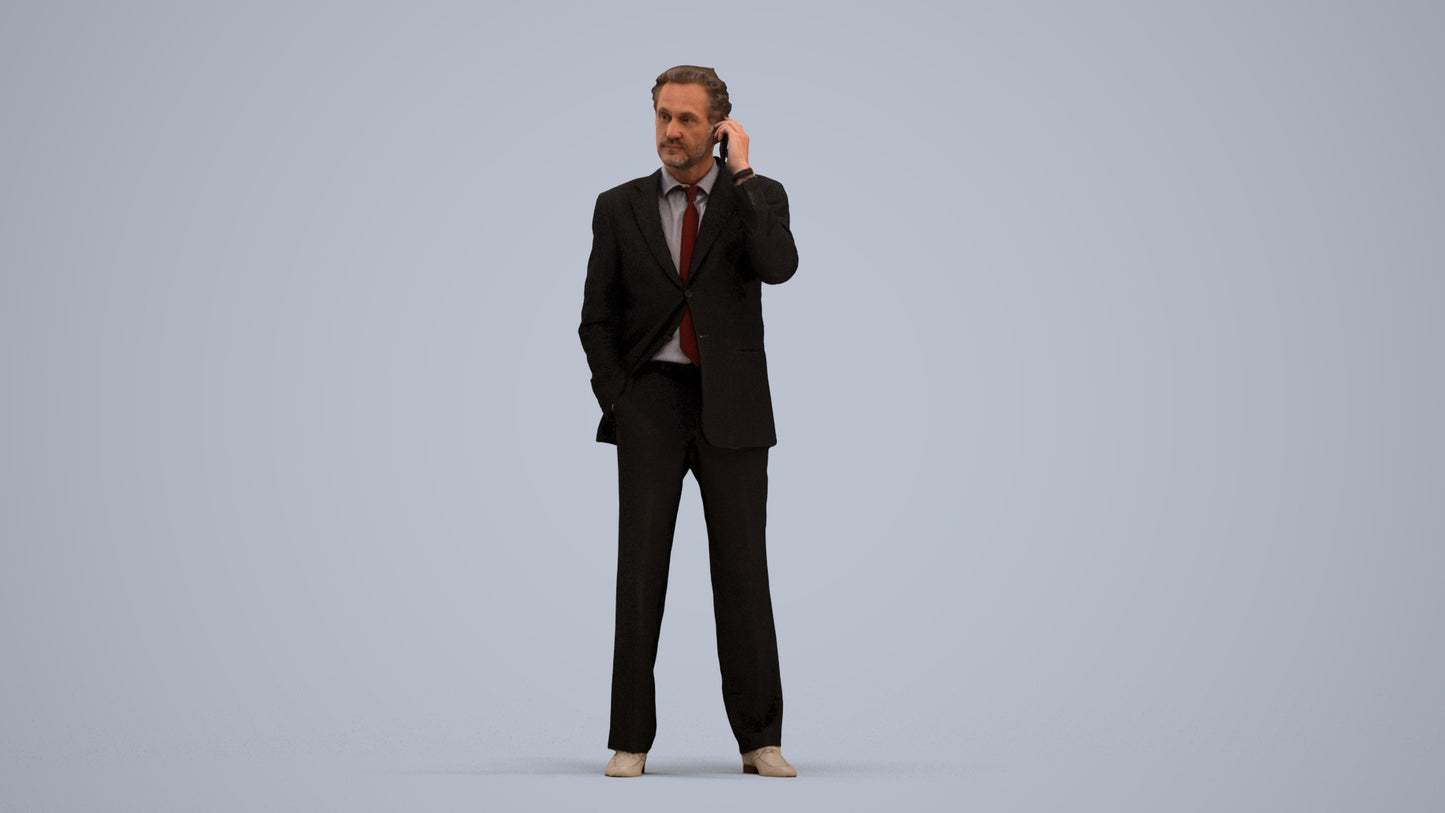 photogrammetry 3D man business standing, realistic human model archviz FBX, standing pose render