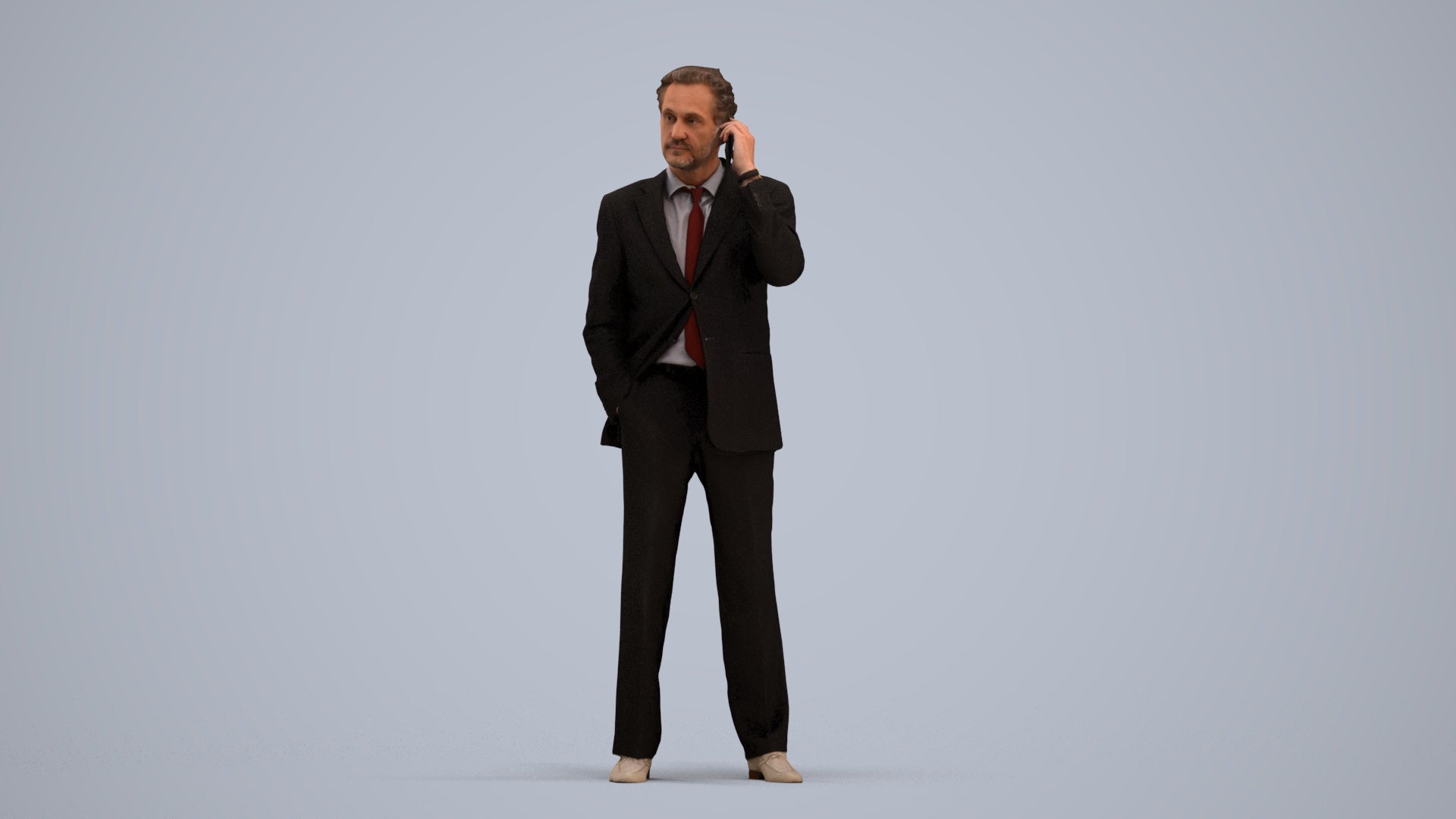 photogrammetry 3D man business standing, realistic human model archviz FBX, standing pose render