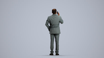 3D scanned man business, photorealistic archviz people for Enscape and SketchUp, front view render