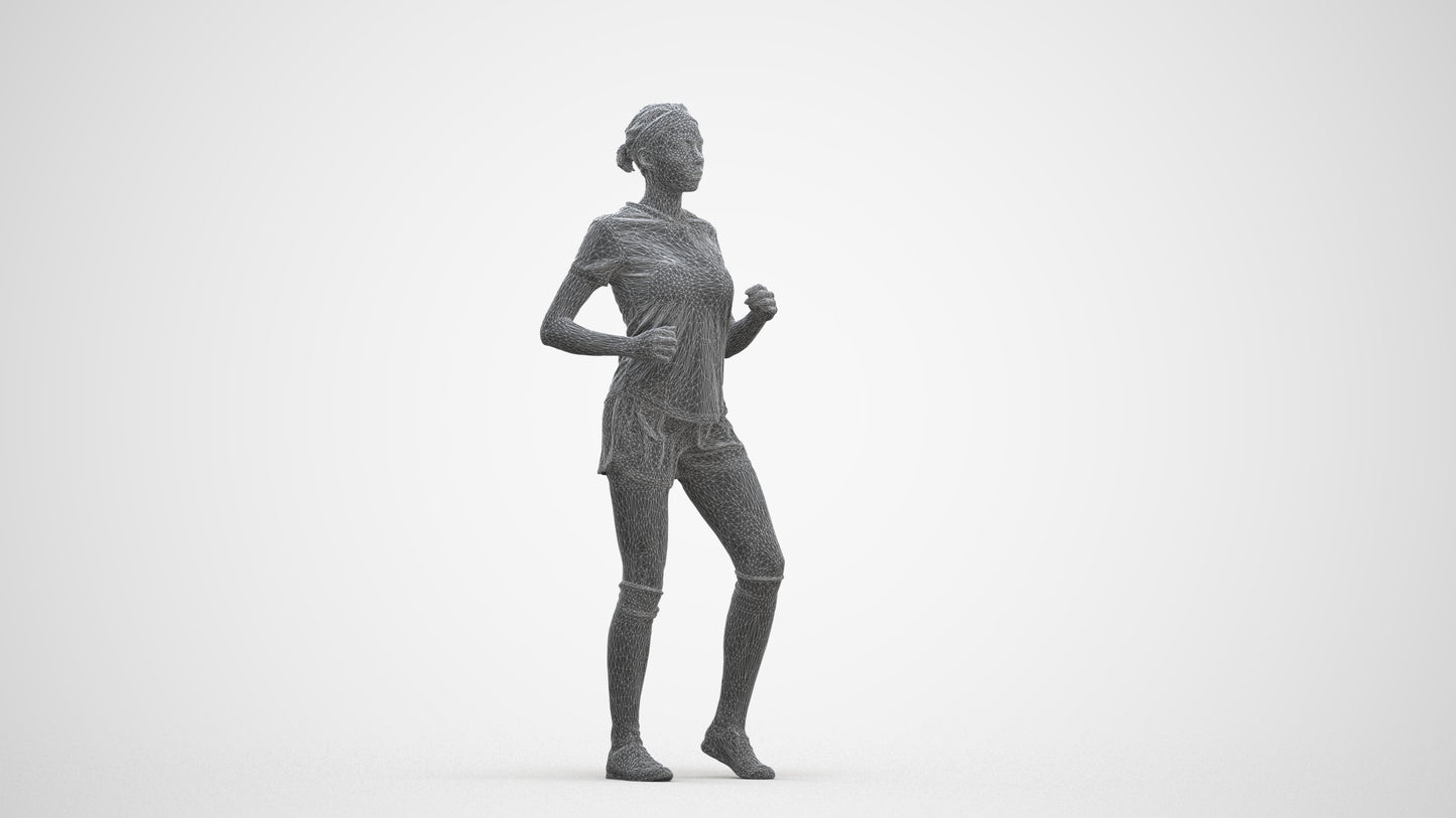 scanned 3D woman sport, photogrammetry people for Enscape and V-Ray, three-quarter front view render