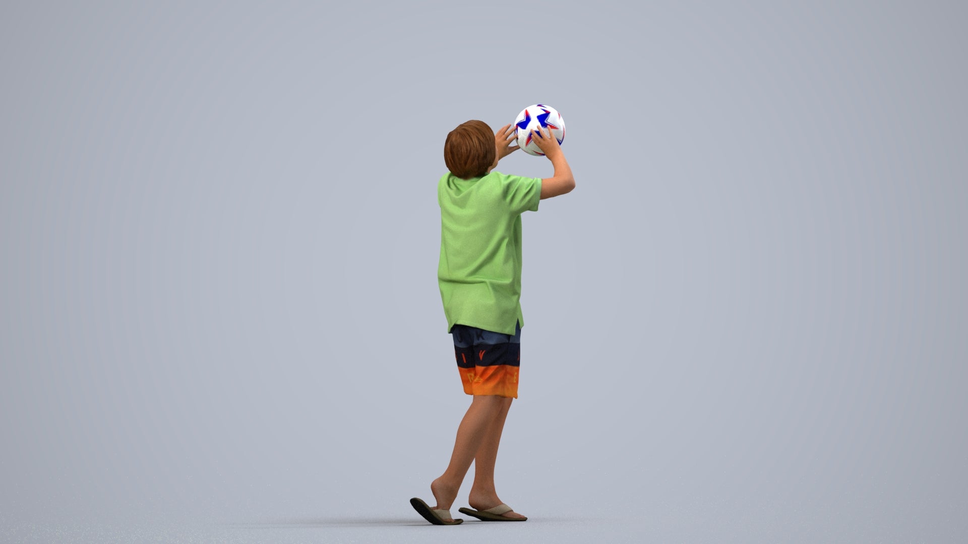 3D human model boy sport kids, photogrammetry scanned person for archviz, side view render