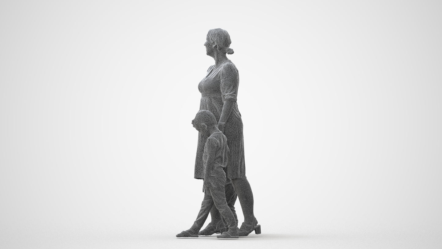 3D human model girl casual kids, photogrammetry scanned person for archviz, square thumbnail