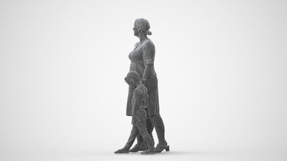 3D human model girl casual kids, photogrammetry scanned person for archviz, square thumbnail