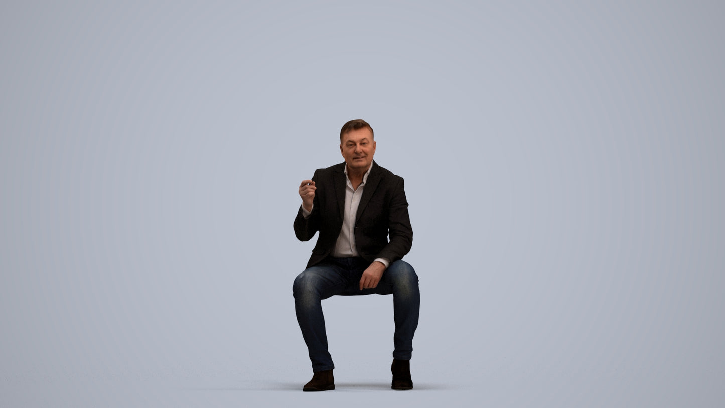 3D scanned man business, photorealistic archviz people for Enscape and SketchUp, standing pose render