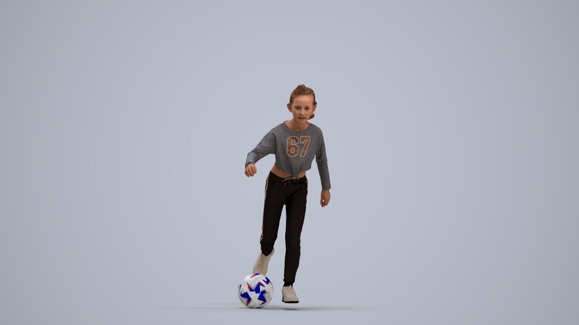 3D scanned girl kids sport, photorealistic archviz people for Enscape and SketchUp, standing pose render