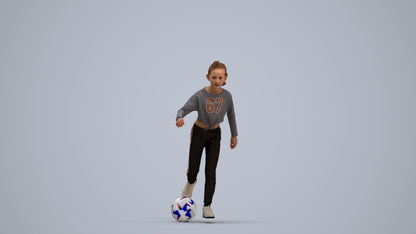 3D scanned girl kids sport, photorealistic archviz people for Enscape and SketchUp, standing pose render