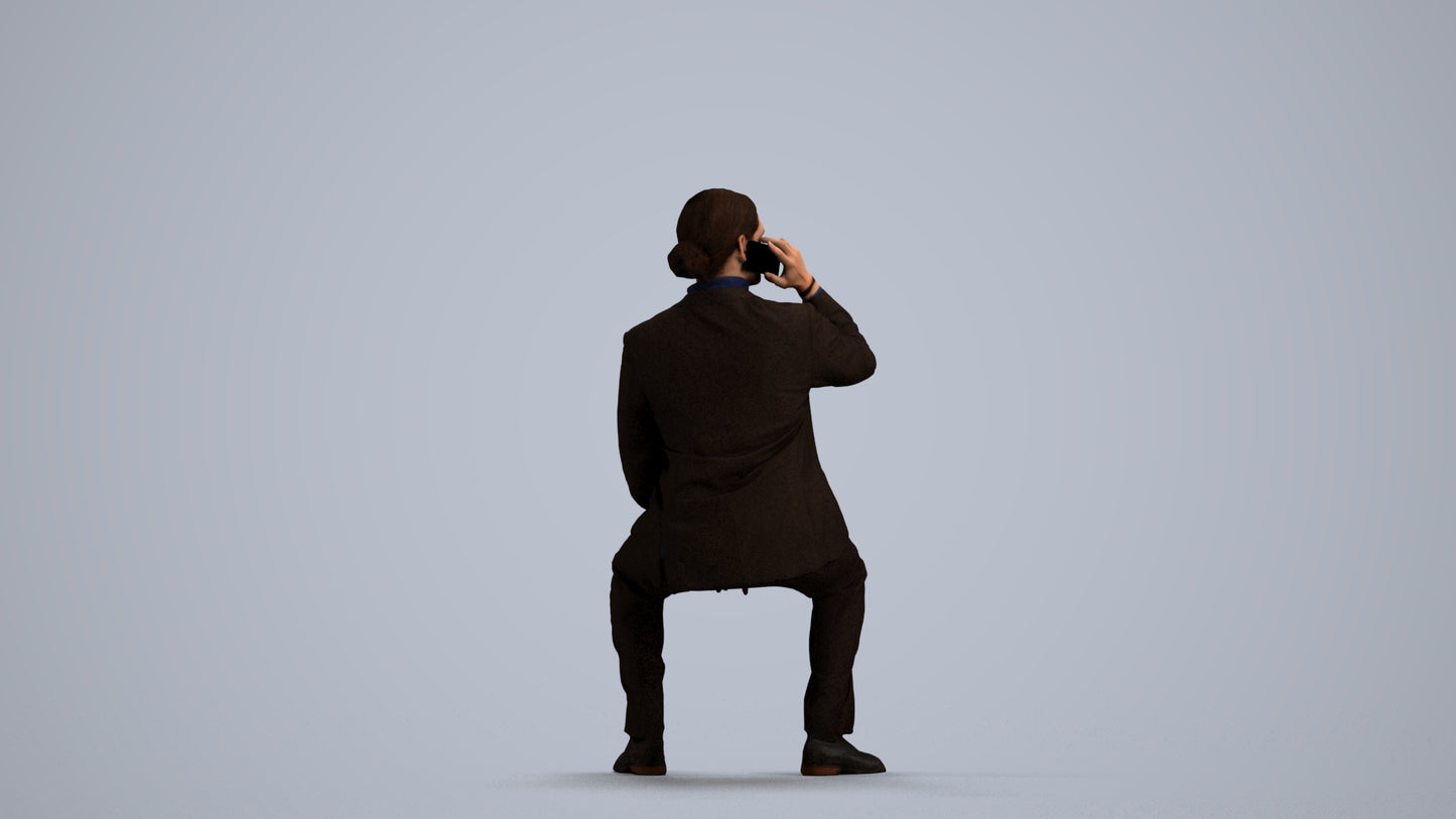 3D scanned man business, photorealistic archviz people for Enscape and SketchUp, front view render