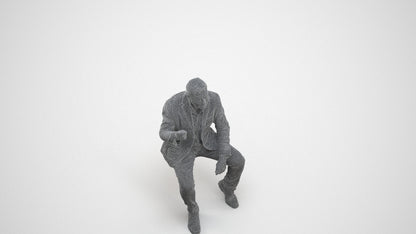 3D scanned man business, photorealistic archviz people for Enscape and SketchUp, wireframe three-quarter view