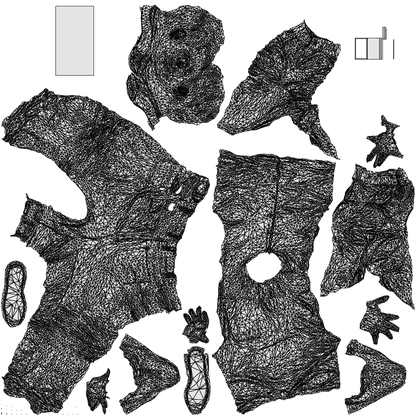 3D scanned man standing business, photorealistic archviz people for Enscape and SketchUp, wireframe top-down view