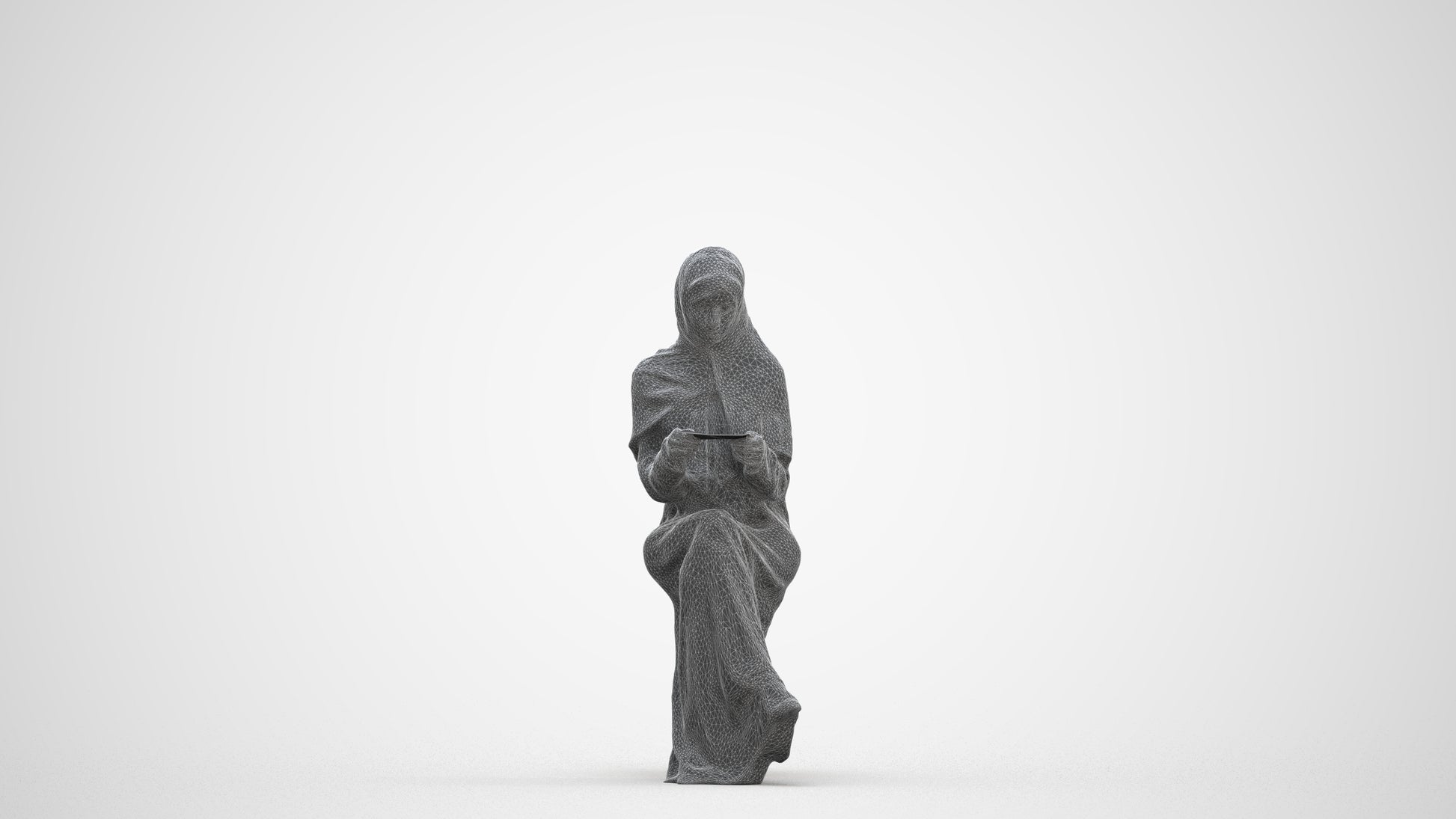 realistic 3D woman sitting, scanned archviz people for Blender and 3ds Max, three-quarter front view render