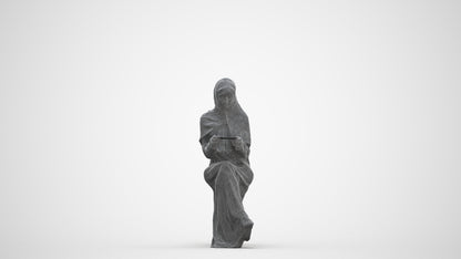 realistic 3D woman sitting, scanned archviz people for Blender and 3ds Max, three-quarter front view render