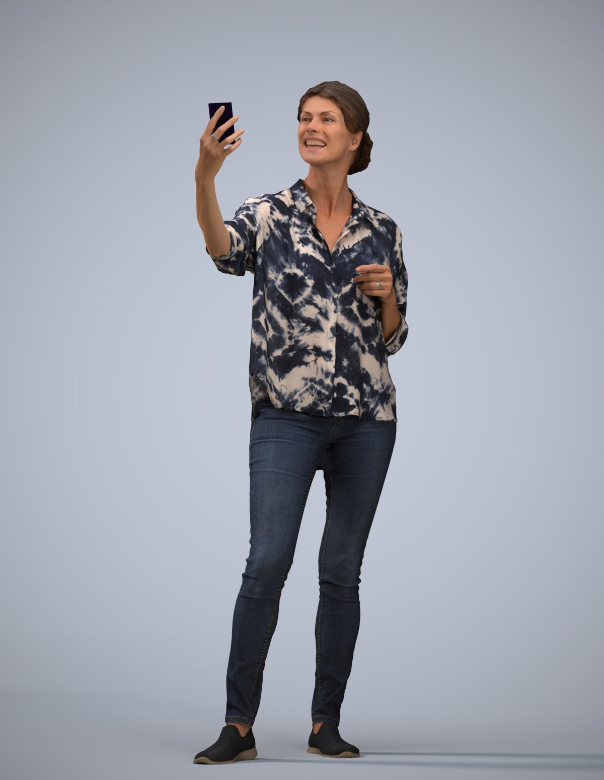 3D people model woman casual standing, scanned human for 3ds Max rendering