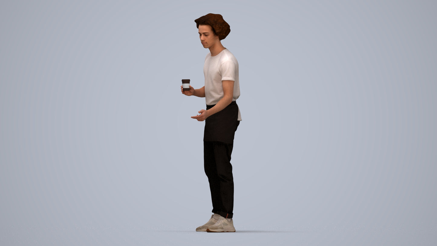 3D scanned man standing, photorealistic archviz people for Enscape and SketchUp, top-down view render