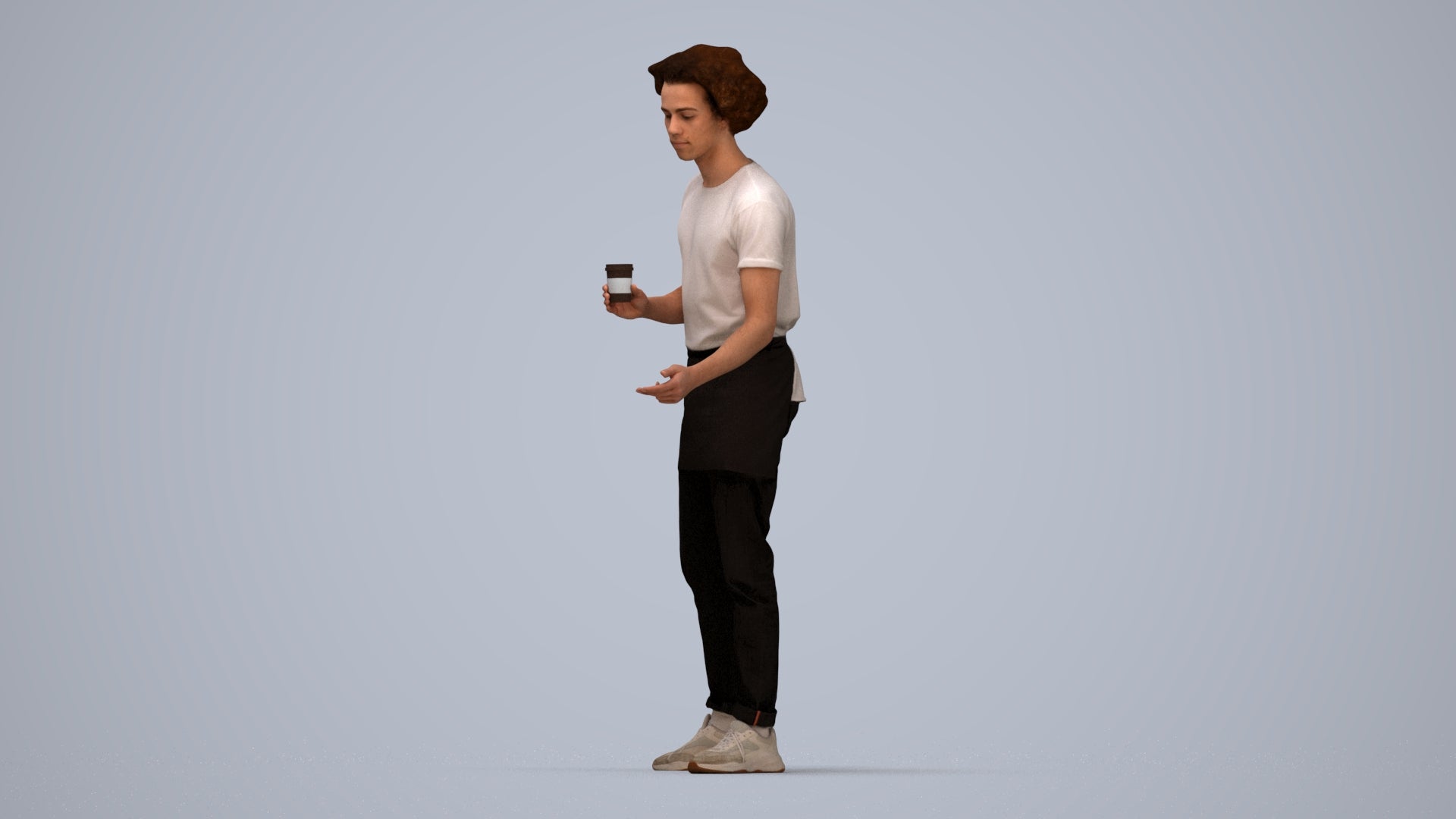 3D scanned man standing, photorealistic archviz people for Enscape and SketchUp, top-down view render