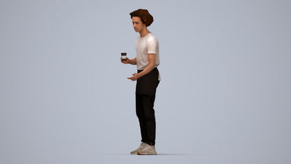 3D scanned man standing, photorealistic archviz people for Enscape and SketchUp, top-down view render