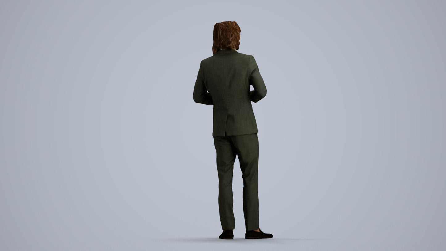 photogrammetry 3D man business, realistic human model archviz FBX, front view render
