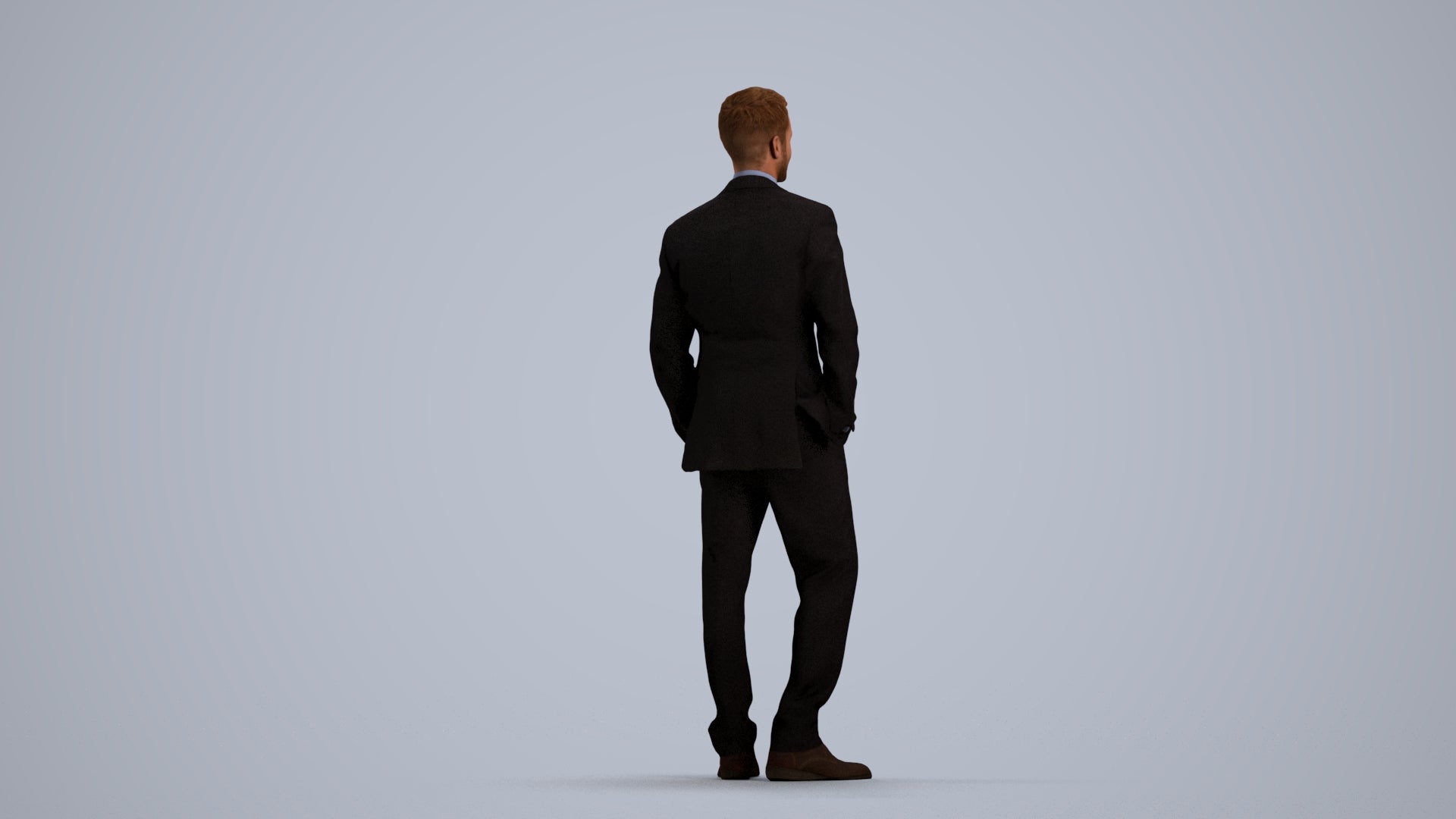 realistic 3D man business, scanned archviz people for Blender and 3ds Max, front view render
