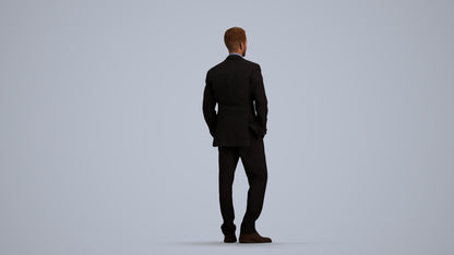 realistic 3D man business, scanned archviz people for Blender and 3ds Max, front view render