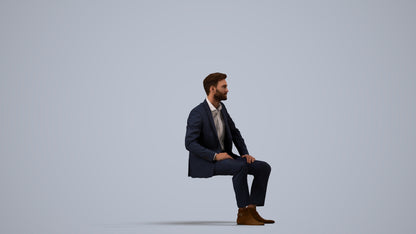 realistic 3D man business pool, scanned archviz people for Blender and 3ds Max, side view render