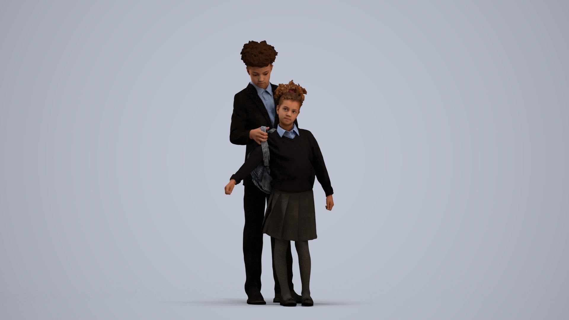 photogrammetry 3D girl kids, realistic human model archviz FBX, standing pose render