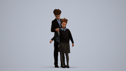 photogrammetry 3D girl kids, realistic human model archviz FBX, standing pose render