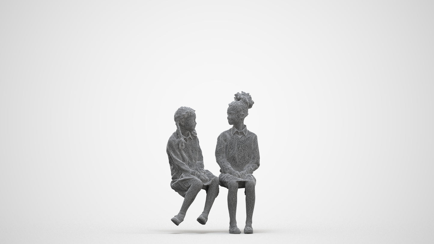 photogrammetry 3D girl kids, realistic human model archviz FBX, three-quarter front view render