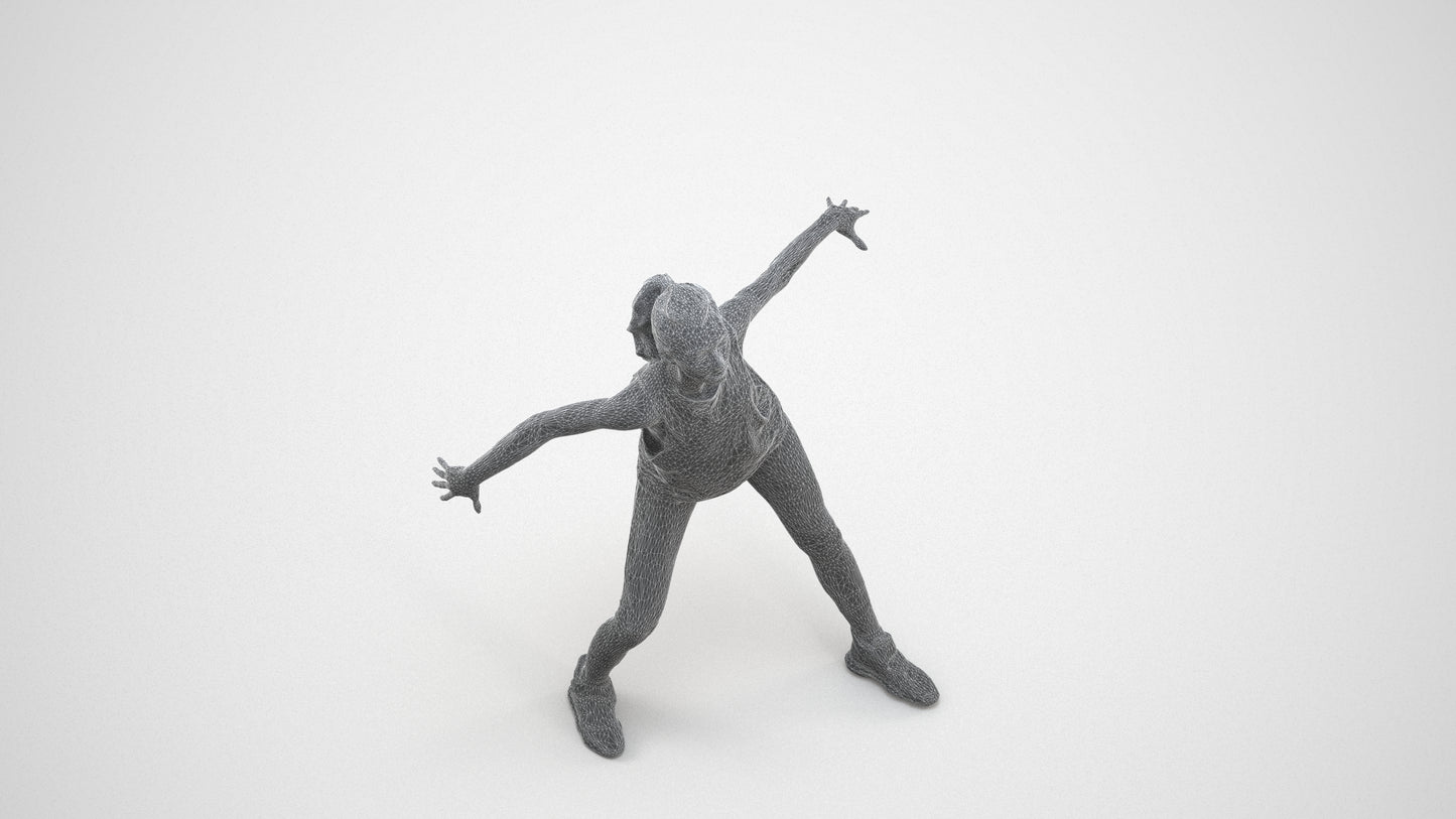 realistic 3D people woman sport, render-ready for V-Ray and Corona, FBX OBJ, wireframe three-quarter view