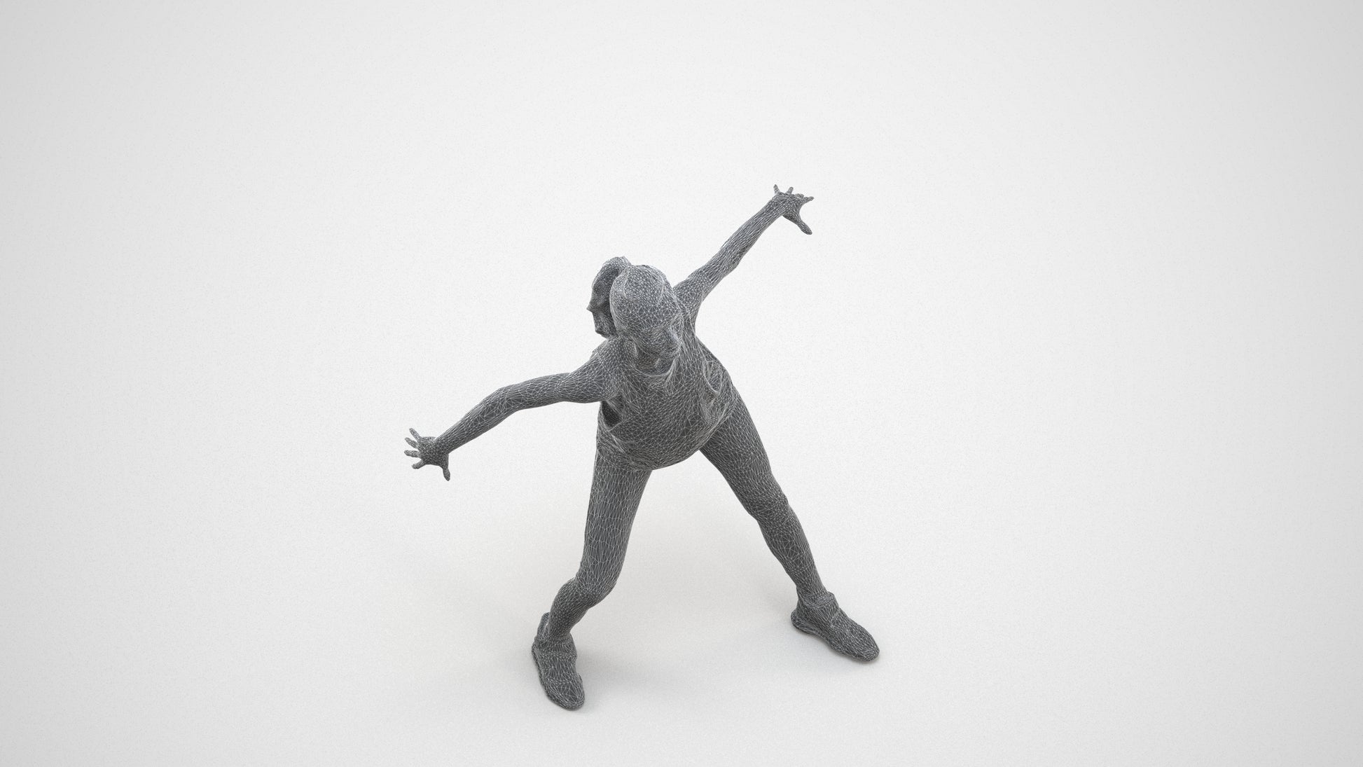 realistic 3D people woman sport, render-ready for V-Ray and Corona, FBX OBJ, wireframe three-quarter view