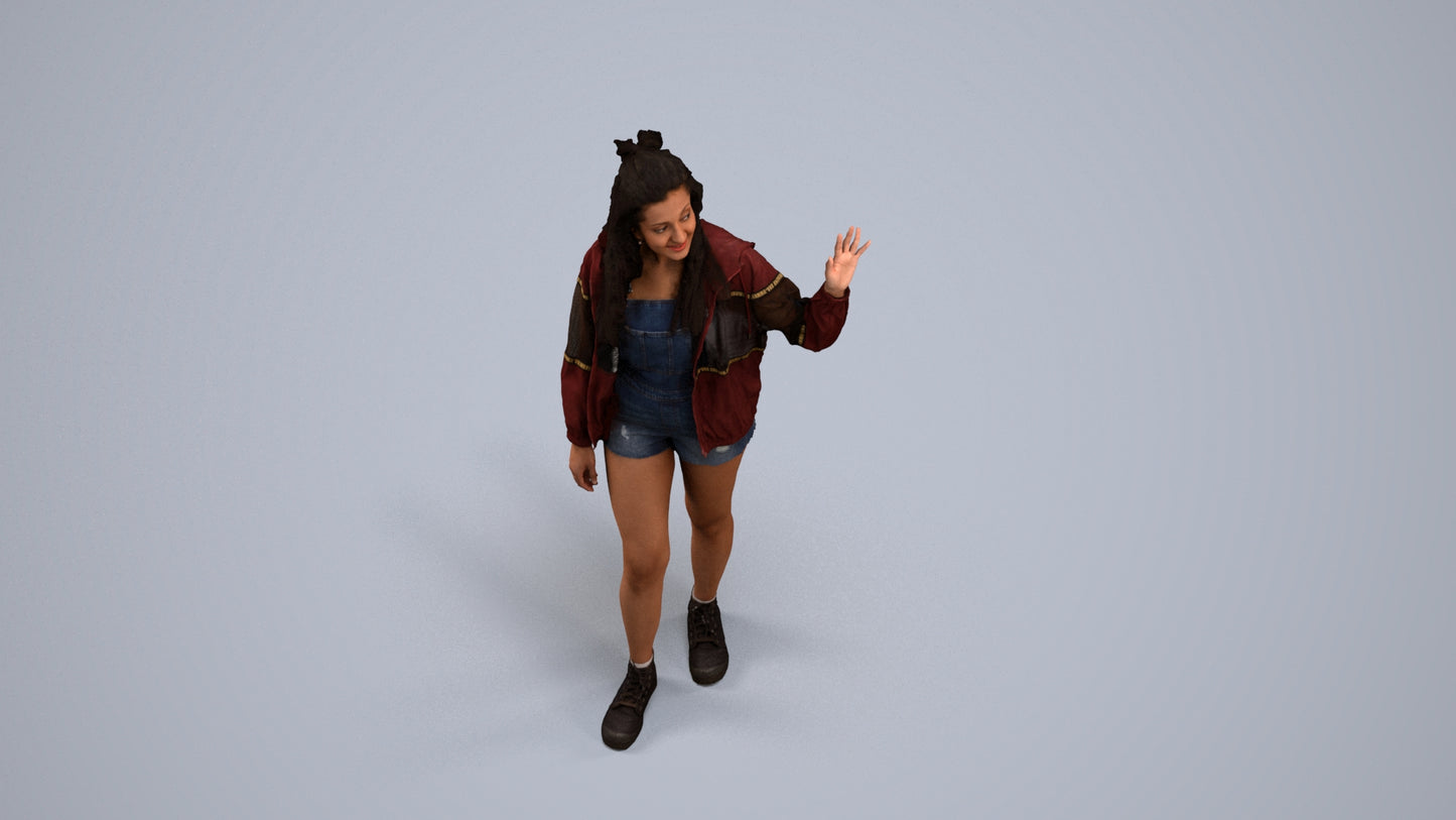 realistic 3D people woman casual walking, render-ready for V-Ray and Corona, FBX OBJ, back view render